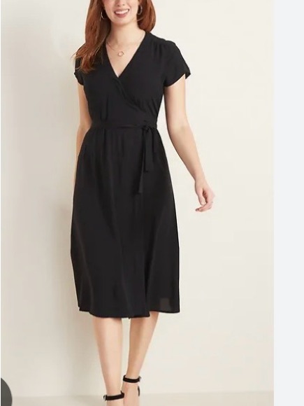 Old Navy Black Faux Wrap Midi Dress, 1x